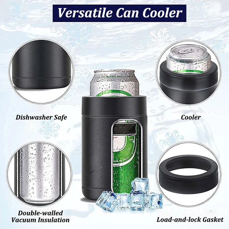 3 in 1 Stainless Steel Beer Drink Can Bottle Holder with Cola Opener Double Wall Vacuum Insulated Bottle for Beer Can Cooler Bar