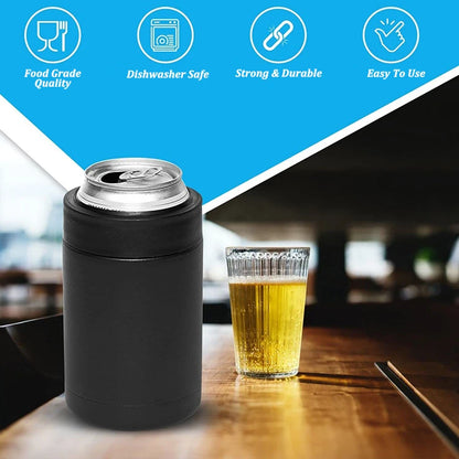 3 in 1 Stainless Steel Beer Drink Can Bottle Holder with Cola Opener Double Wall Vacuum Insulated Bottle for Beer Can Cooler Bar