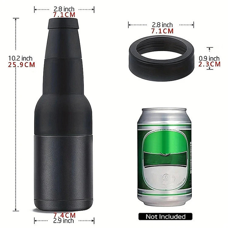 3 in 1 Stainless Steel Beer Drink Can Bottle Holder with Cola Opener Double Wall Vacuum Insulated Bottle for Beer Can Cooler Bar