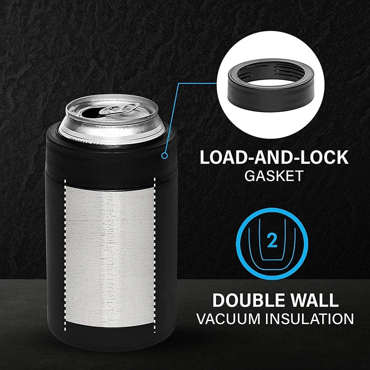 3 in 1 Stainless Steel Beer Drink Can Bottle Holder with Cola Opener Double Wall Vacuum Insulated Bottle for Beer Can Cooler Bar