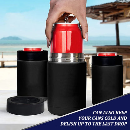 3 in 1 Stainless Steel Beer Drink Can Bottle Holder with Cola Opener Double Wall Vacuum Insulated Bottle for Beer Can Cooler Bar