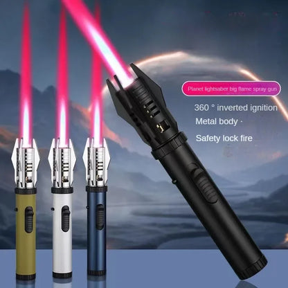 2023 Planet Lightsaber Butane Gas Lighter 360° Use Metal Outdoor Windproof Turbine Torch Jet Lighter Gun BBQ Welding Cigar Tool